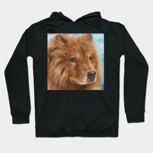 Painting of a Fluffy Brown Chow Chow Dog Hoodie